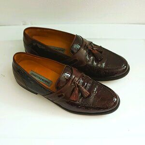 Johnston & Murphy Brown Tassel Loafers 10 Men's Tassel Leather Alligator Print